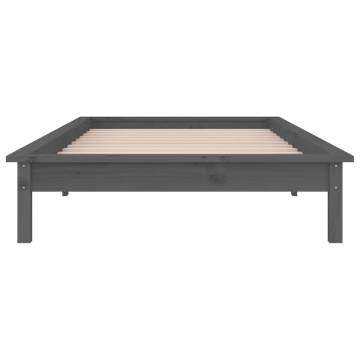 LED Bed Frame Grey 75x190 cm - Small Single Solid Wood