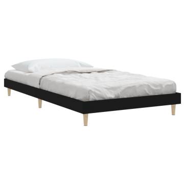 Black Bed Frame 100x200 cm - Engineered Wood for Better Sleep