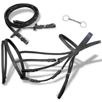 Leather Flash Bridle with Reins - Black Cob | Hippomarket