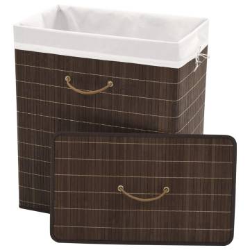 Bamboo Laundry Bin Rectangular Dark Brown - Hipo Market