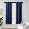 Linen-Look Blackout Curtains with Grommets 2 pcs Blue 140x175cm Colour blue Size 140 x 175 cm Quantity in Package 2 