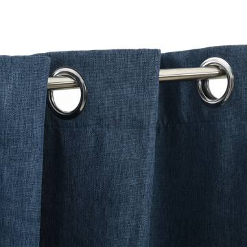 Linen-Look Blackout Curtains 140x175cm - Blue, 2 pcs