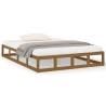 Honey Brown Solid Wood Double Bed Frame - 135x190 cm