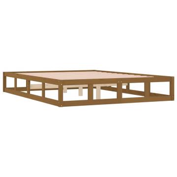 Honey Brown Solid Wood Double Bed Frame - 135x190 cm