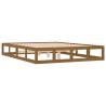 Honey Brown Solid Wood Double Bed Frame - 135x190 cm