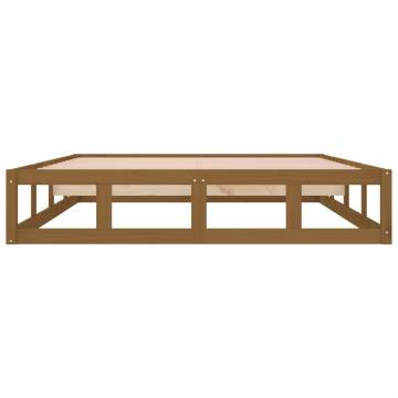 Honey Brown Solid Wood Double Bed Frame - 135x190 cm