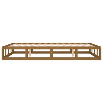 Honey Brown Solid Wood Double Bed Frame - 135x190 cm