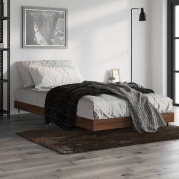 Brown Oak Bed Frame 100x200 cm - Durable Engineered Wood