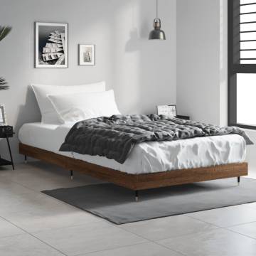 Brown Oak Bed Frame 100x200 cm - Durable Engineered Wood