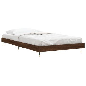 Brown Oak Bed Frame 100x200 cm - Durable Engineered Wood