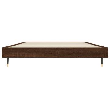 Brown Oak Bed Frame 100x200 cm - Durable Engineered Wood