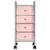 4-Drawer Mobile Storage Trolley - Pink Plastic | Hipo Market