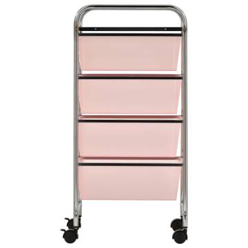 4-Drawer Mobile Storage Trolley - Pink Plastic | Hipo Market