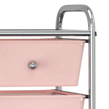 4-Drawer Mobile Storage Trolley - Pink Plastic | Hipo Market