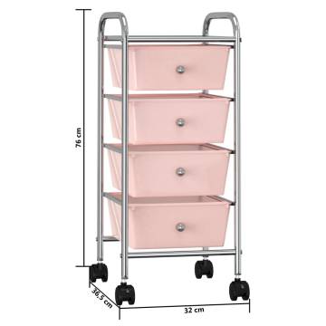 4-Drawer Mobile Storage Trolley - Pink Plastic | Hipo Market