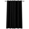 Linen-Look Blackout Curtains with Grommets - Black 290x245cm