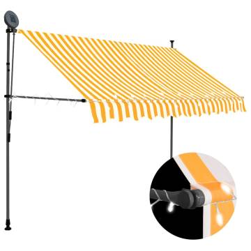 Manual Retractable Awning with LED - 300 cm White & Orange