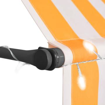 Manual Retractable Awning with LED - 300 cm White & Orange