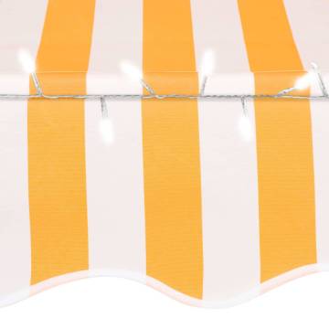 Manual Retractable Awning with LED - 300 cm White & Orange