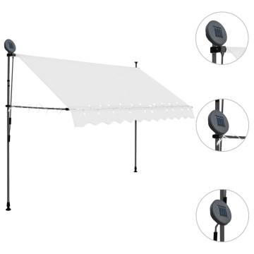 Manual Retractable Awning with LED - 300 cm Cream