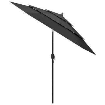 3-Tier Anthracite Parasol with Aluminium Pole - 2.5m