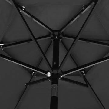 3-Tier Anthracite Parasol with Aluminium Pole - 2.5m