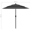 3-Tier Anthracite Parasol with Aluminium Pole - 2.5m