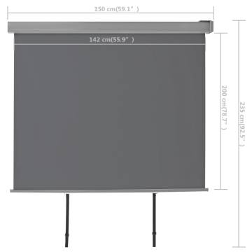 Balcony Side Awning 150x200 cm - Multi-functional Grey