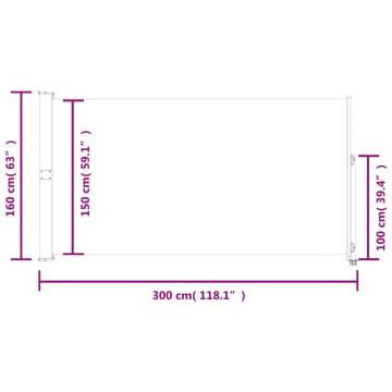 Patio Retractable Side Awning 160x300 cm - Stylish Red Privacy Screen