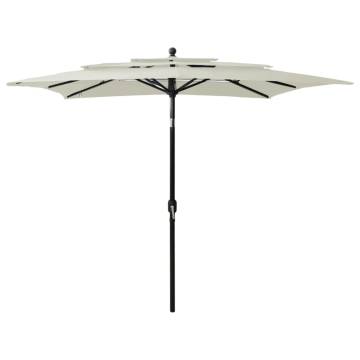 3-Tier Parasol with Aluminium Pole - Sand 2.5x2.5 m