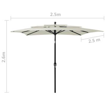 3-Tier Parasol with Aluminium Pole - Sand 2.5x2.5 m