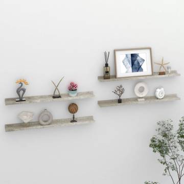 4 pcs Wall Shelves - Concrete Grey 80x9x3 cm | HiPo Market