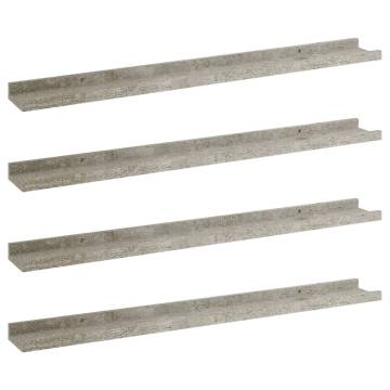 4 pcs Wall Shelves - Concrete Grey 80x9x3 cm | HiPo Market