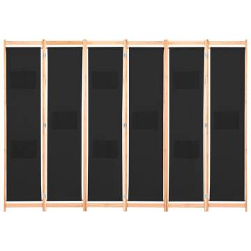 6-Panel Room Divider Black - Stylish Privacy Screen | HiPO Market