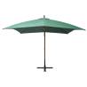 Elegant Green Hanging Parasol | 300x300 cm Wooden Pole