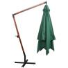 Elegant Green Hanging Parasol | 300x300 cm Wooden Pole