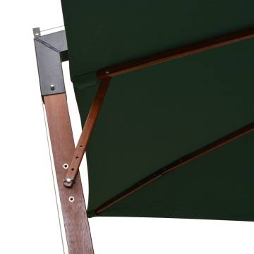 Elegant Green Hanging Parasol | 300x300 cm Wooden Pole