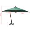 Elegant Green Hanging Parasol | 300x300 cm Wooden Pole