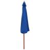 Outdoor Parasol with Wooden Pole - 350 cm Blue Shade