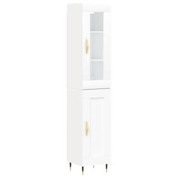 Stylish White Highboard - 34.5x34x180 cm Engineered Wood