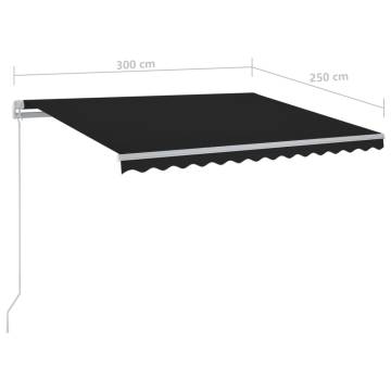 Manual Retractable Awning with LED | 300x250 cm Anthracite