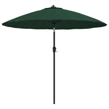 Green Outdoor Parasol with Aluminium Pole - 270 cm