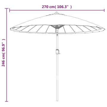 Green Outdoor Parasol with Aluminium Pole - 270 cm