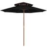 Double Decker Parasol with Wooden Pole Black 270 cm Colour black Quantity in Package 1 