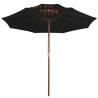 Double Decker Parasol with Wooden Pole - Black 270 cm