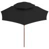 Double Decker Parasol with Wooden Pole - Black 270 cm