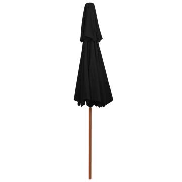 Double Decker Parasol with Wooden Pole - Black 270 cm