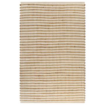 Hand-Woven Jute Area Rug 120x180 cm - Natural & White