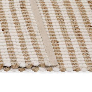 Hand-Woven Jute Area Rug 120x180 cm - Natural & White