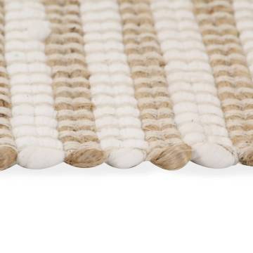 Hand-Woven Jute Area Rug 120x180 cm - Natural & White